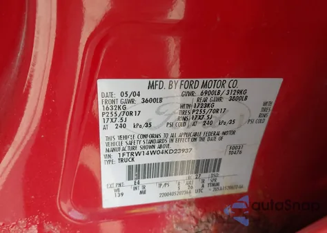 2004 Ford F-150 Xlt z USA, uszkodzony, nr VIN 1FTRW14W04KD23937